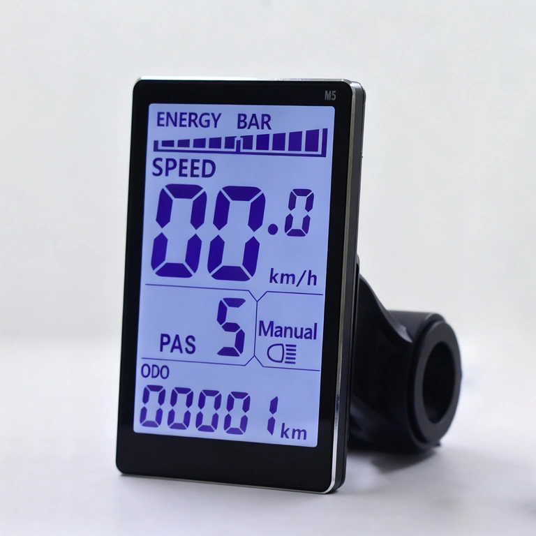 Vista laterale del kit controller e Display M5 per bicicletta elettrica 500W–1000W