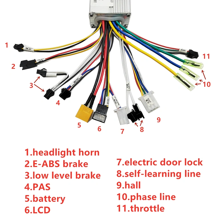 Cavi e connessioni del controller TF100 per monopattino elettrico 1000W