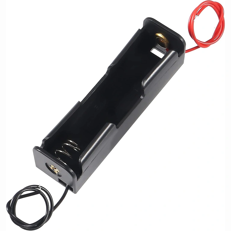 Supporto batteria 18650 da 3.7V con fili rosso e nero